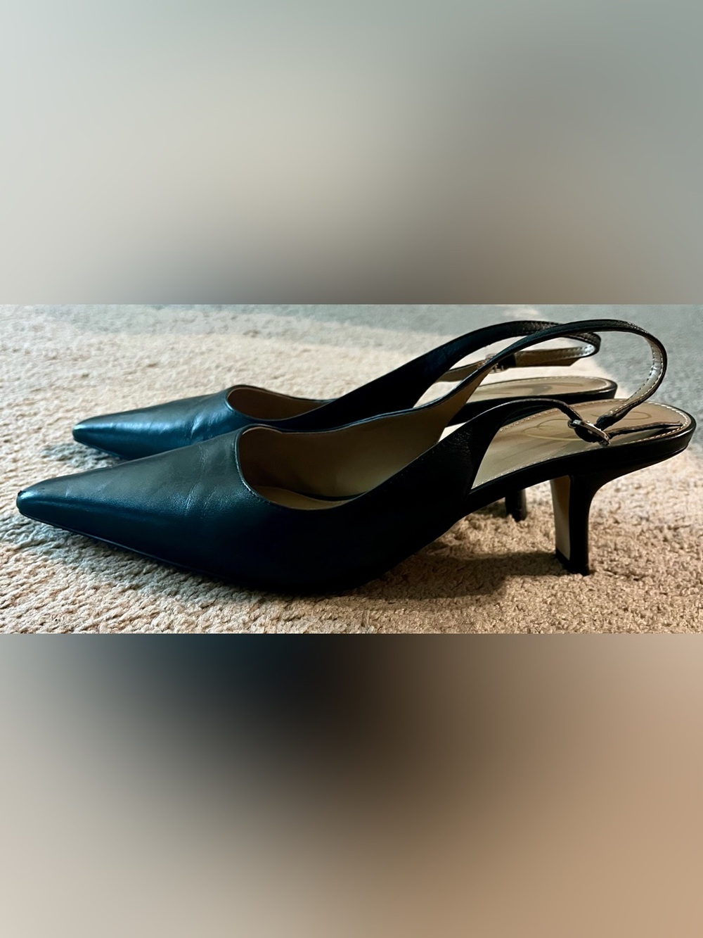 Sam Edelman Black Pointed-Toe Slingback Heels